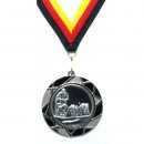 Medaille  Hundeschlitten Rennen D=70mm in 3D, inkl.  22mm Band, Silberfarbig